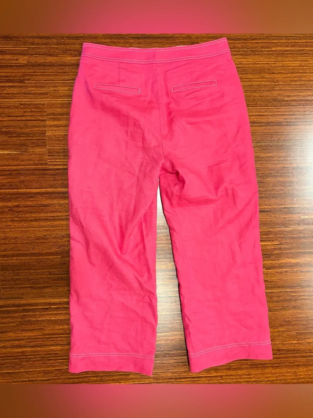 J. Crew Peyton Pink Sailor Pants Linen Blend Wide Leg Cropped Size 8 Resortwear
